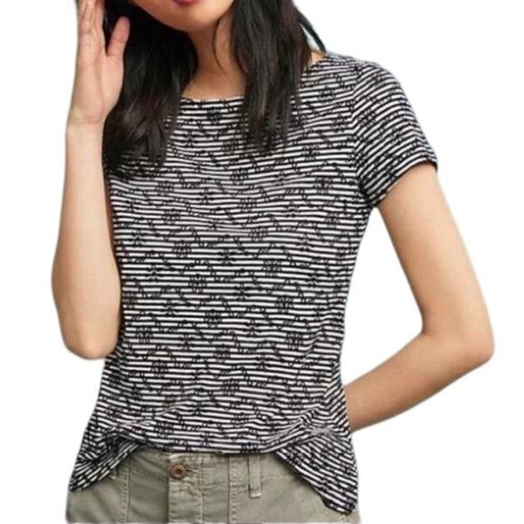 Anthropologie Postmark Bennett Eyelet Striped Top - Picture 1 of 9